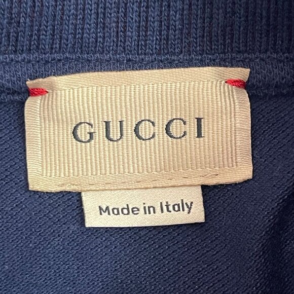 GUCCI Kid's Blue Red Logo Polo Short Sleeve 100% Cotton Shirt Size 12 - Picture 4 of 6